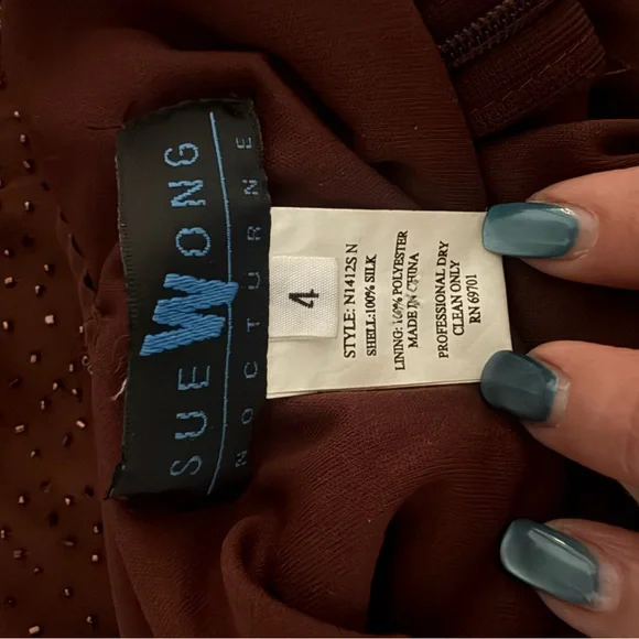 Sue Wong designer Brown Beaded Dress - Picture 9 of 11